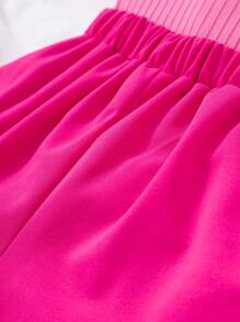 2pcs/Set Tween Girls Ribbed Pearl Ruffle Trim Camisole Top And Solid Bow Skirt Shorts Set, Summer Casual Set Outfit For Girls Summer Holiday