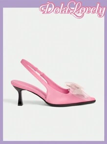 Dola Lovely Beaded Black Pointed Toe High Heel Pumps Spring Break Easter - Pink - View 7