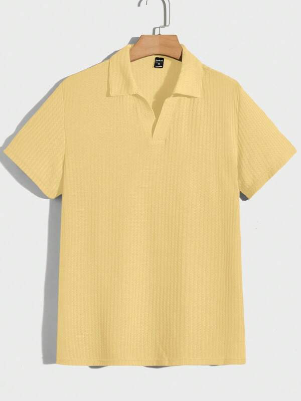 Manfinity RelaxMax Men's Solid Color Short Sleeve Casual Commute Polo Shirt