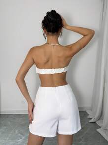 Chiquease Women's 3D Floral Asymmetric Hem Casual Skorts