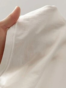 Flirla Camiseta ajustada de mujer de manga corta con cuello redondo y estampado de cerezas, de mezcla de algodón