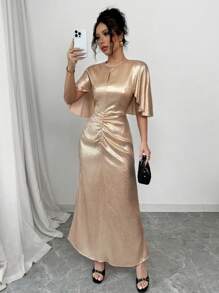 Selianne Luxury Fitted Waist Women's Formal Elegant Long Dress - Pink - View 1