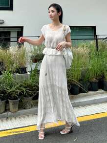 DAZY 2-teiliges Set aus Strickoberteil und Rock für Damen, Unifarben, Cut Out