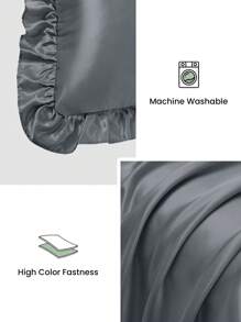 1pc Satin Pillowcase With Lace, Silk Pillow Case For Hair And Skin, Luxurious And Silky Smooth, Ultra Soft And Breathable, No Filler, Machine Washable, Oeko-Tex Certified, Dark Grey - Dark Grey - View 5