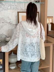 DAZY Women's Loose Fit Hooded Thin Jacket With Paisley Flower Print