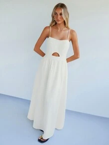 Forever 21 Women's Long Casual Dress, Minimalist And Fashionable For Daily Wear - White - View 4