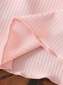 Girls Fashionable Rib Knit Ruffle Trim Tank Top, Summer - Pink - View 5