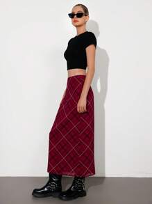 Aveloria GENKIRA Punk Romantic Y2K Rock Printed Plaid Random Chiffon A-Line Skirt, Versatile For Women Fall Cloth For Women - Multicolor - View 4
