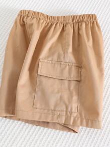 Cozy Pixies 2pcs Young Boys Plant & Floral Print Collar Top And Drawstring Waist Solid Shorts Set - Multicolor - View 5