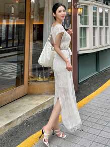 DAZY 2-teiliges Set aus Strickoberteil und Rock für Damen, Unifarben, Cut Out