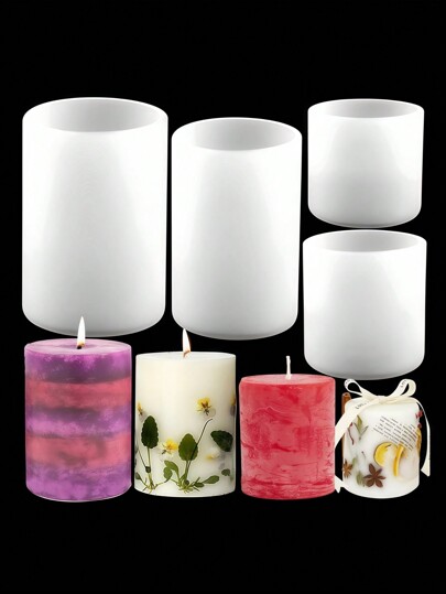 1 pieza Molde de vela en forma de cilindro 3D, molde de silicona hecho a mano para hacer velas DIY, para regalar en Navidad