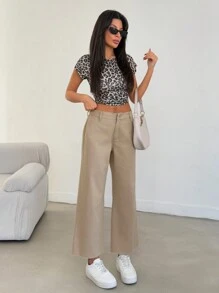 EURMUSE MOD WAIST CROPPED STRAIGHT JEAN CASUAL - Beige - View 4