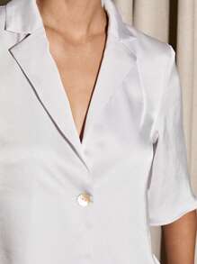 AiiRZ 奢华缎面协调套装宽腿阔腿商务专业个性纽扣西装外套长裤套装非常适合办公室婚礼宾客晚会场合穿着