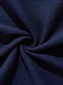 RueChic Men Soft Fabric Palm Tree Embriodery Regular T-Shirt Set - Navy Blue - View 6