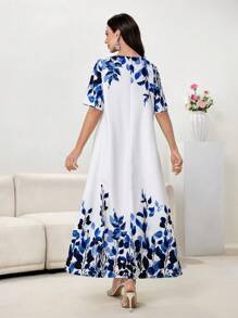 Seusyu Digital Print Single-Breasted A-Line Dress For Women - Multicolor - View 4