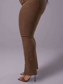 MUSERA Quần jeans ôm dáng cỡ lớn với chi tiết buộc dây ở ống quần, thích hợp cho đi chơi, gợi cảm, dự tiệc, hẹn hò, xem hòa nhạc, lễ hội, kỳ nghỉ. - Lạc đà - Xem 4