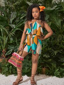 SHEIN Tween 女童休闲碎花连体裤 - 彩色 - 查看 3