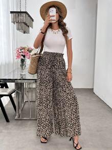 SHEIN LUNE Women's Leopard Print Tie Waist Pocket Pants Skirt, Spring/Summer Summer Outfits For Women Concert Outfit Women Country Business Casual Woman  Summer Outfits For Women