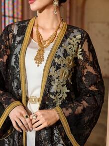 Al Najma Áo choàng Abaya Ả Rập đơn giản thanh lịch dành cho nữ, trang phục thường ngày - màu đen - Xem 9