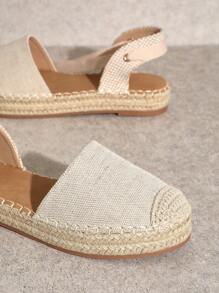 SHUZIA Women Minimalist Basic Daily Woven Leg Wrap Espadrille Flats Mother's Day Present - Beige - View 4