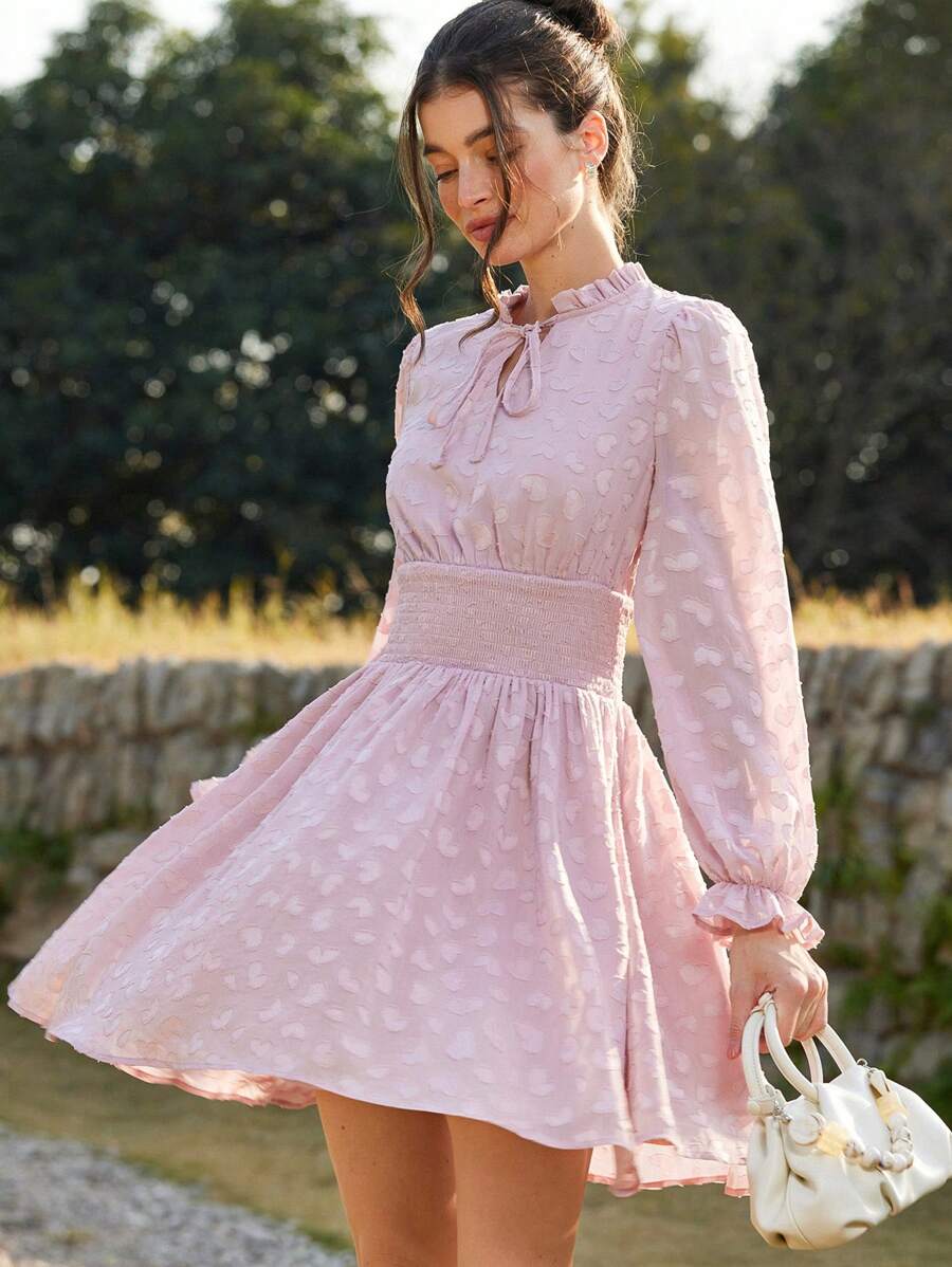 GENKIRA Váy chiffon cắt xẻ họa tiết hoa, có lót, Xuân/Hè - Hồng - Xem 1