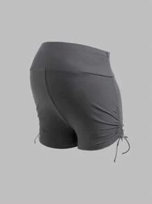 SHEIN Casual High-Waisted Adjustable Waist Maternity Shorts - Multicolor - View 4