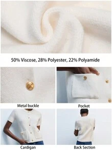 Maija Spring New Style Valentine's Day White Knitted Elegant Women's Cardigan Gorgeous Daily Casual Romantic Urban Vacation Suitable For Outing Parties Wedding Guests Old Money Style Bohemian 90s Women's Clothing,Knitted Sweater,Autumn Outfits For Women - White - View 3