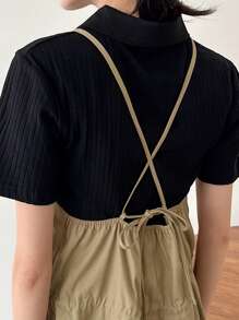 FRIFUL 1pc Women Casual Solid Color Drawstring Waist Jumpsuit For Women Lounge Sets For Women - Khaki - View 4