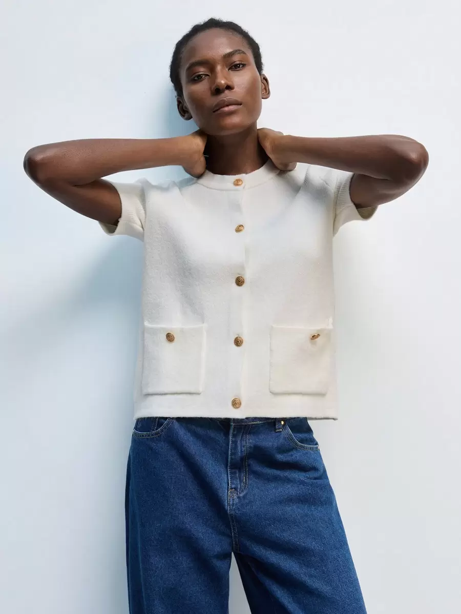 Maija Spring New Style Valentine's Day White Knitted Elegant Women's Cardigan Gorgeous Daily Casual Romantic Urban Vacation Suitable For Outing Parties Wedding Guests Old Money Style Bohemian 90s Women's Clothing,Knitted Sweater,Autumn Outfits For Women - White - View 1