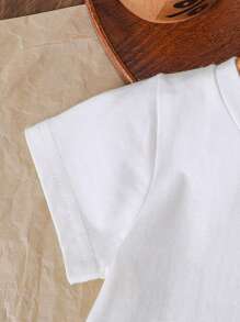 男婴时尚舒适百搭斋月图案圆领短袖 T 恤套装，适合夏季