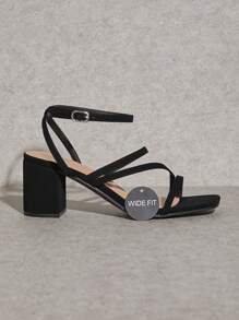 SHUZIA 女士宽版舒适基本款高跟凉鞋 - 黑色 - 查看 2