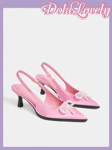 Dola Lovely Beaded Women's Black High Heel Pointed Toe Pumps Spring Break Easter - Pink - View 5