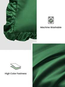 1件缎面蕾丝枕套，丝滑柔顺，呵护秀发和肌肤，奢华丝滑，超柔软透气，无填充物，可机洗，通过Oeko-Tex认证，深绿色 - 墨綠色 - 查看 5