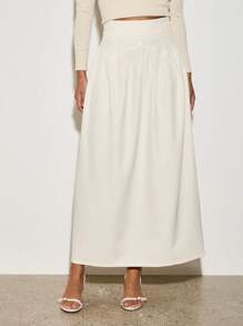 AiiRZ Designer A-Line Maxi Skirt Elegant High Waist Long Skirt Volume Wedding Reception Party Evening Formal Occasion Chic - White - View 1