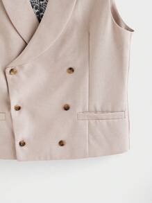 Manfinity VCAY 男士休闲梭织宽松无袖背心，年轻人的时尚日常穿着 - 杏色 - 查看 4