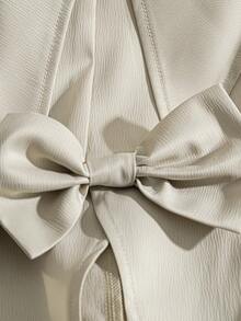 Franclia 女士优雅翻领上衣和裤子套装 - 杏色 - 查看 5