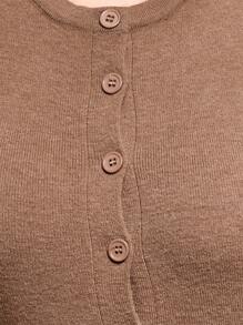 MUSERA Đầm len ngắn không tay cài cúc, kiểu dáng mùa xuân hè, dễ thương, phong cách Y2K 90s, thích hợp cho bữa brunch. - màu nâu - Xem 6