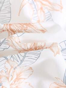 Cozy Pixies 2pcs Young Boys Plant & Floral Print Collar Top And Drawstring Waist Solid Shorts Set - Multicolor - View 7