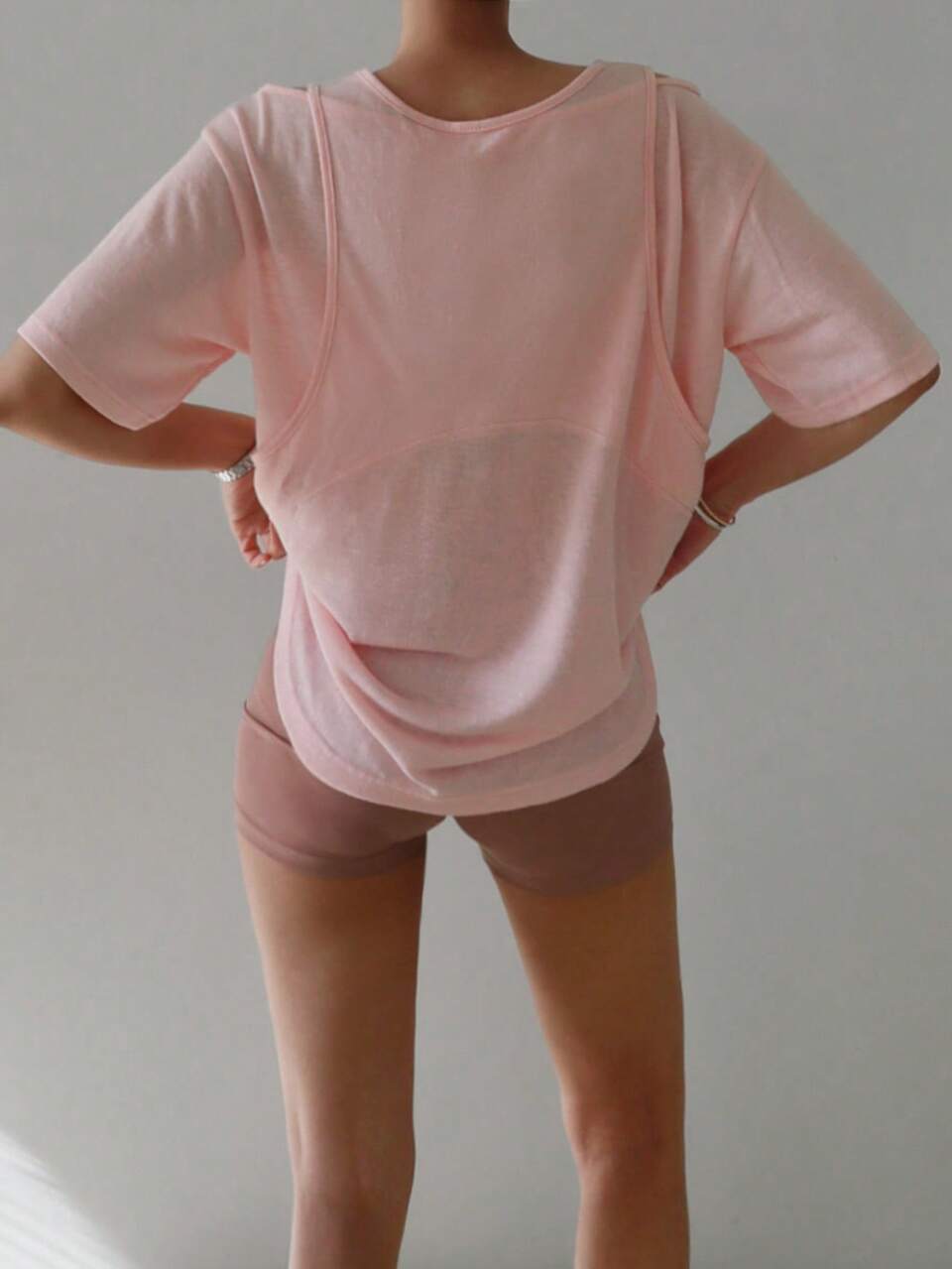 2pcs/Set Women's Casual 2 In 1 Loose Top & Slim Shorts Pajama Set