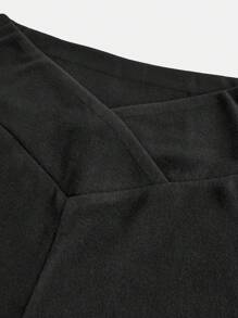 SHEIN Leap Crew Tween 女童修身休闲简约舒适交叉腰喇叭裤，百搭秋冬季