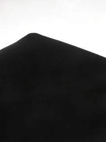 SHEIN EZwear 大码休闲黑色泡泡袖连衣裙 - 黑色 - 查看 6