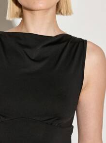 AiiRZ Mouwloze mini-jurk Klassiek Bodycon Drape Neck Feest Club Avondje uit Cocktailavond Getailleerd Boven de knie Zomer Lente Vormgevend Elegant