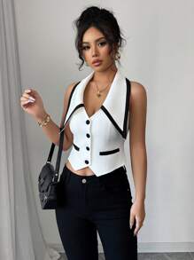 Elenzga 大翻领双色轻质西装外套