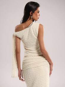 SHEIN BAE Women's Elegant Solid Color Asymmetric Collar Blouse Summer Outfits For Women Summer Summer Tops Vacation Outfits Woman Spring Outfits For Women Tube Top Beach Outfits For Woman Tops Women Crop Tops Beach Western Wear Women Vacation Outfits Women Going Out Tops Off The Shoulder Top Western Women Tops Summer Tops Women - White - View 5