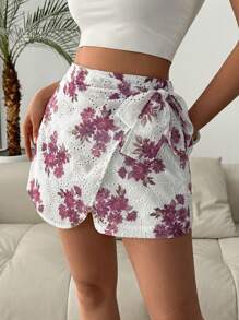 Chiquease Women's Fashion Floral Pattern Side Tie Skort - Multicolor - View 6