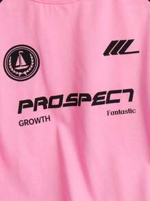 SHEIN Leap Crew 1pc Tween Boy Comfortable Daily Versatile Loose Fit Japanese And Korean Style Minimalist Fashion Racing Style Casual Pink Round Neck Short Sleeved Top T-Shirt, Suitable For Spring And Summer Seasons, Daily Life, Sports, Campus, Gatherings, Festivals, Performances, Photography, Back To School Season