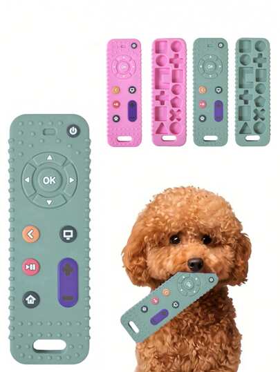 1 件装硅胶狗狗出牙玩具，可咀嚼遥控器，适合幼犬，牙齿清洁玩具，适合小型犬