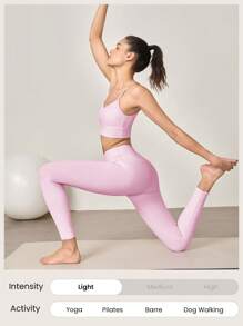 GLOWMODE 24" FeatherFit™ Renew Leggings With Built-In Underwear Valentine's Day Low Impact Yoga Daily Fall Winter - Bubblegum Pink - View 6