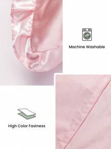 1件缎面蕾丝枕套，丝滑触感，呵护秀发和肌肤，奢华丝滑，超柔软透气，无填充物，可机洗，适用于家庭寝具和学生宿舍，通过Oeko-Tex认证 - 粉色 - 查看 5