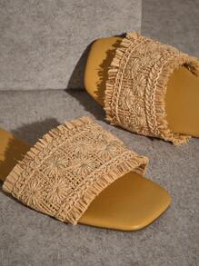SHUZIA Women's Raffia Sandals With Strap Strap Vacation Shoes Casual Shoes Beach Shoes - Beige - View 6